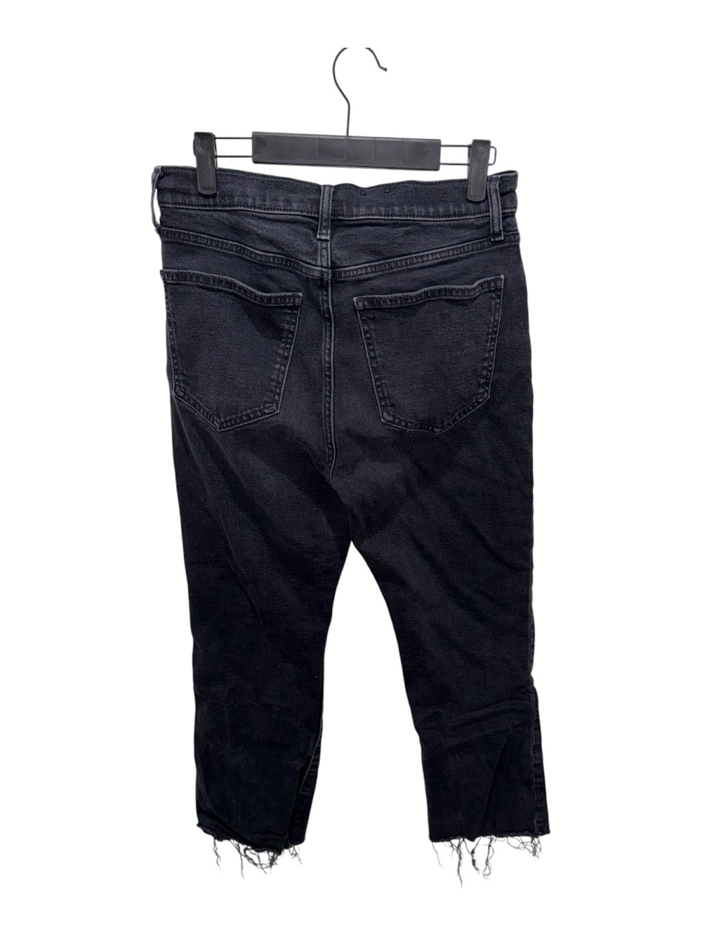 GAP Black Gray High Rise Kick Fit Crop Flare Jeans Raw Hem Size 8 - Picture 5 of 6